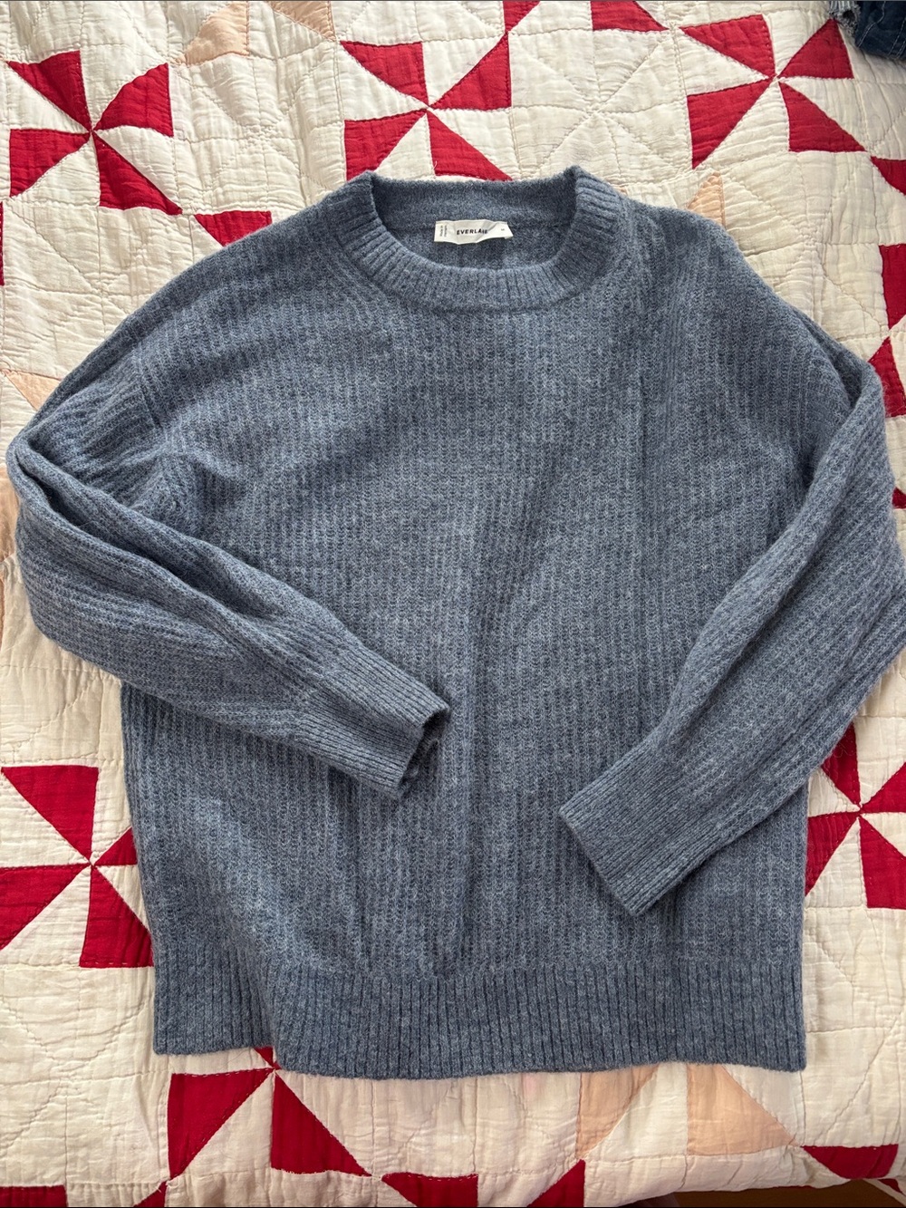 Everlane Alpaca Crewneck Sweater in Heather Blue